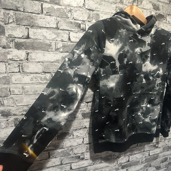 EUC Nike Youth  Black Grey White Hoodie w/ Upside Down Swoosh - Picture 4 of 15